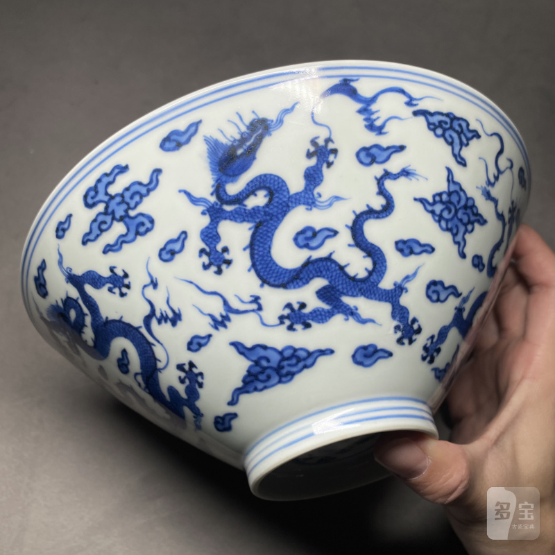 清康熙 青花云龙纹斗笠碗 - 图6